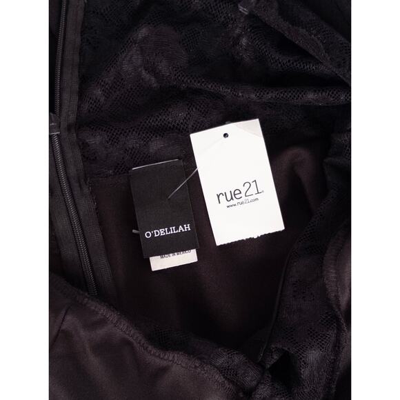 NWT Black Lace Dress Spaghetti Straps XL Fit & Flare Whimsigoth Y2K Sexy Gothic - Picture 5 of 7